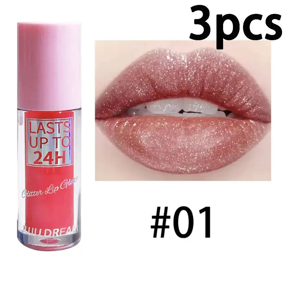 Flowing light Glitter Lip Glaze Long Lasting Lip Gloss Waterproof Liquid Lipstick Makeup Lip Oil Lip Tint Moisturizing dylinoshop