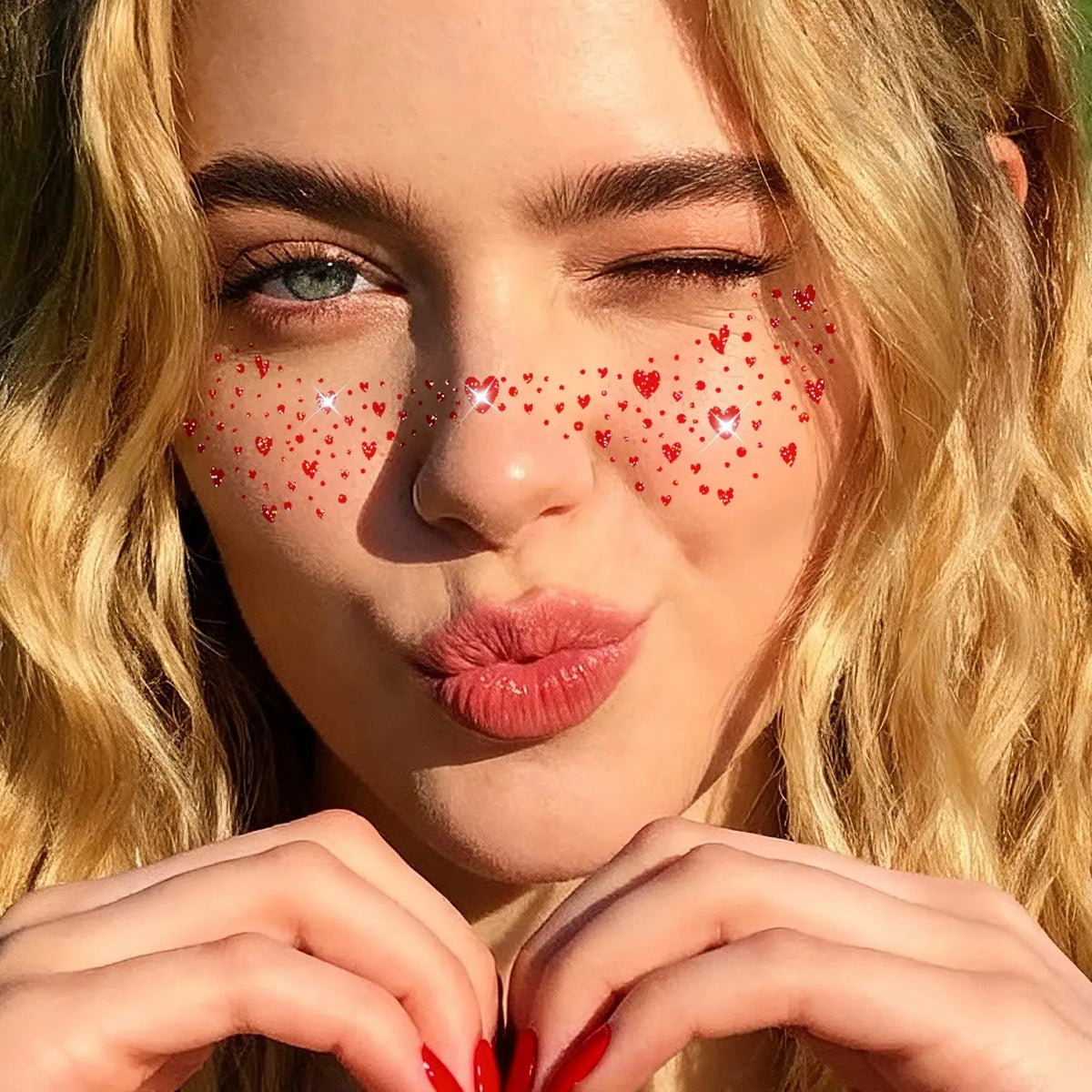 Glitter Heart Face Stickers, Waterproof Temporary Tattoo Spots (4 Sheets) dylinoshop