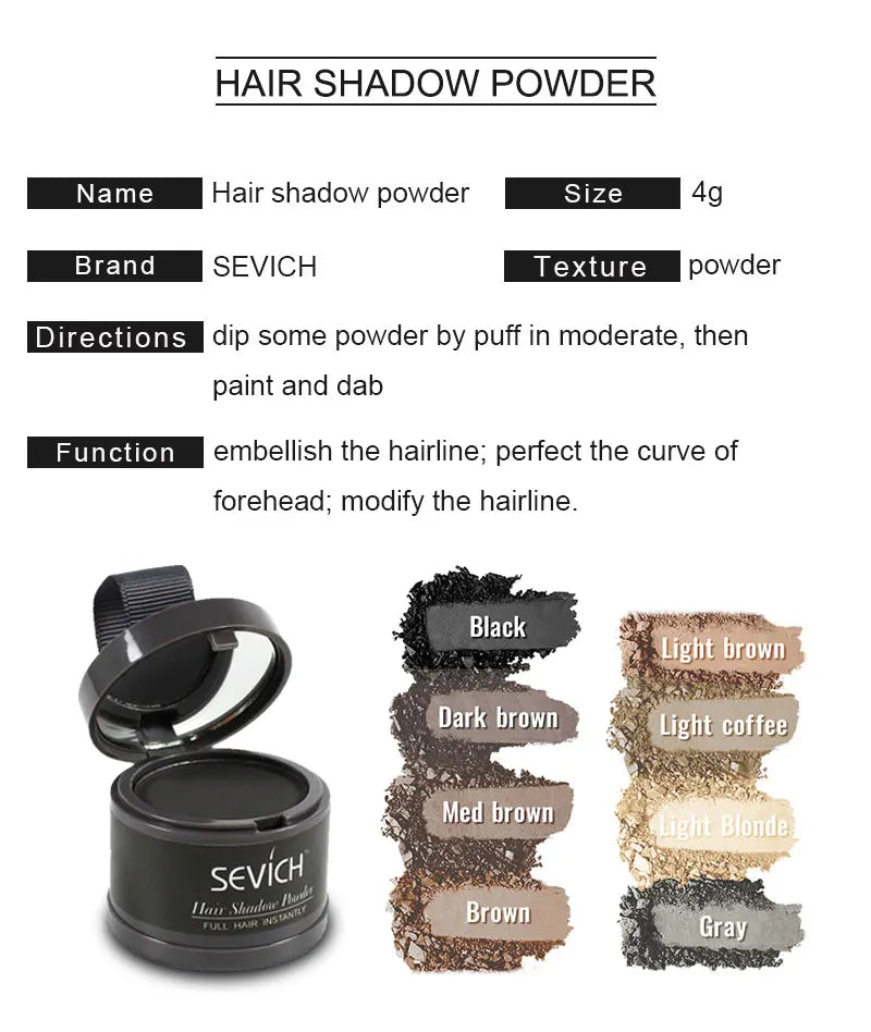 Sevich 12 Color Hairline Powder Hairline Shadow Cover Up Fill In Thinning Hair Unisex Hairline Shadow Powder Modified Gray Hair dylinoshop