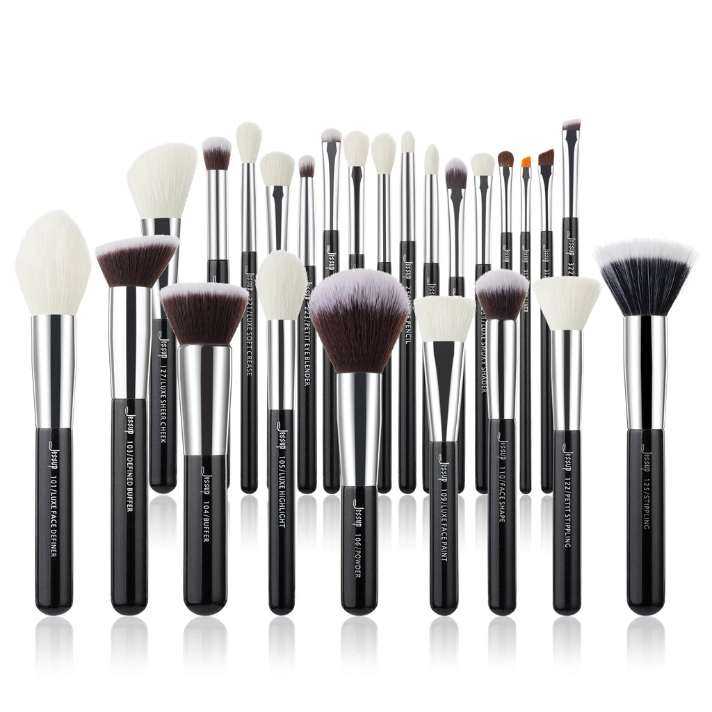 Jessup Makeup Brushes 15-25pcs Make Up Brush Set Professional Natural Synthetic Foundation Powder Contour Blending Eyeshadow