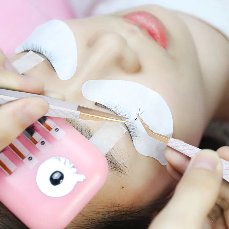 1PC White-Gold Anti-Static Stainless Steel Precision Tweezers for Eyelash Extension Eyebrow Beauty Makeup Tool Set