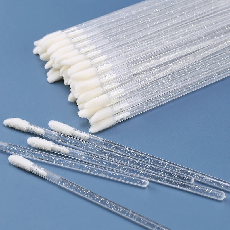 50Pcs Crystal Eyelashes Brushes Individual Lash Removing Cleaning Mascara Applicator Lip Brushes Makeup Eyelash Extension Tools