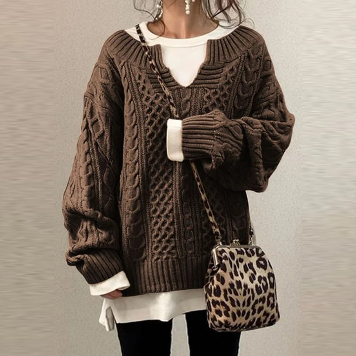 Bella Women's Retro Knit Pullover Sweater 