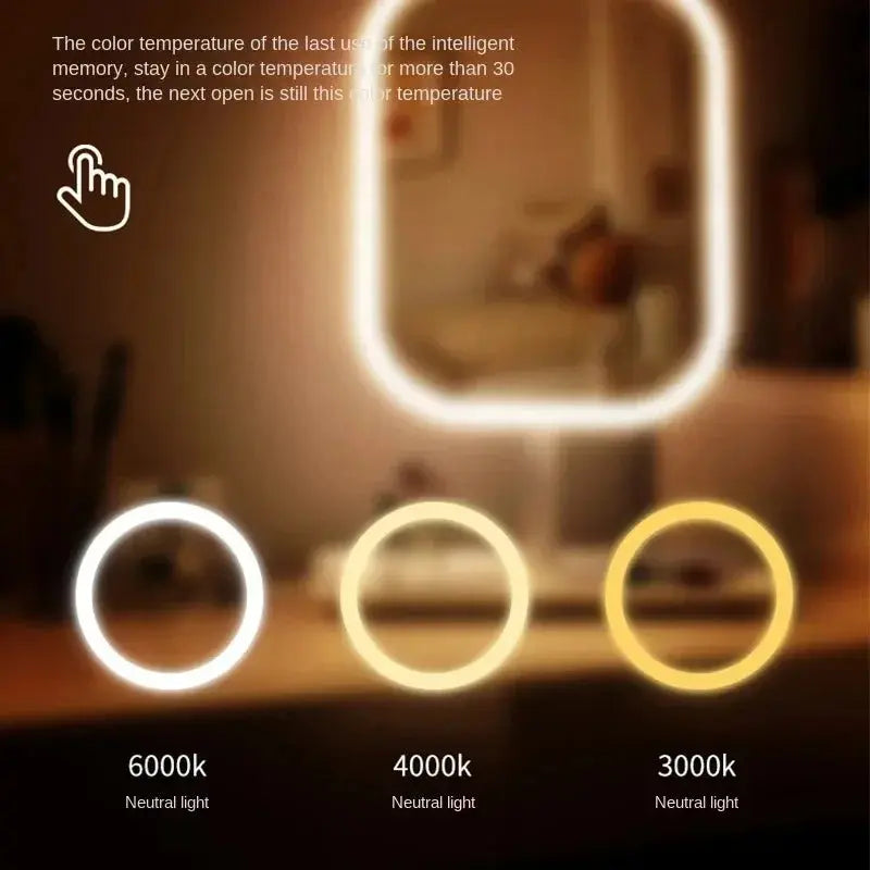LED Vanity Mirror with Touch Control – 3-Color Lighting Desktop Makeup Mirror dylinoshop