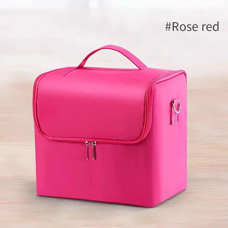 Large Makeup Train Case – 4-Tier Travel Cosmetic & Nail Organizer dylinoshop