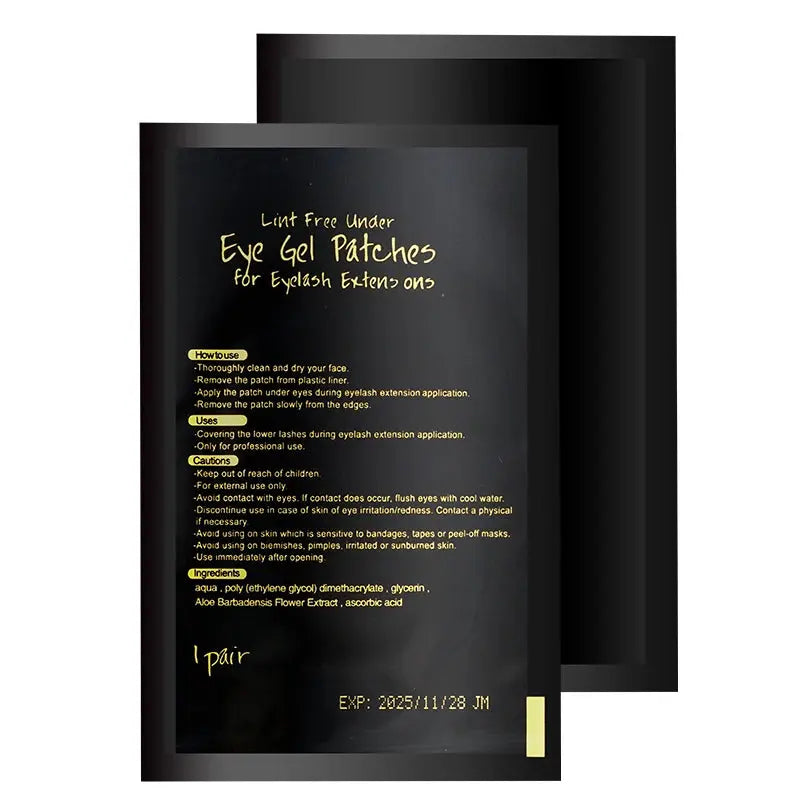 Lint-Free Under Eye Gel Patches for Eyelash Extensions - Black, 50 Pairs dylinoshop