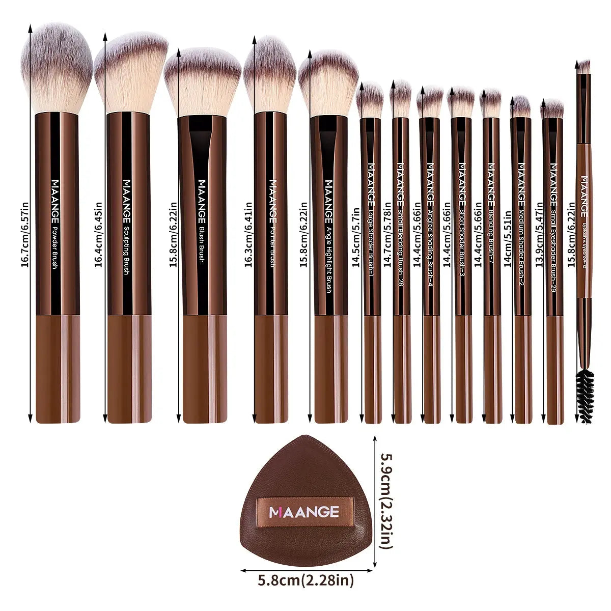 MAANGE Synthetic Makeup Brush Set with Air Cushion Puffs dylinoshop