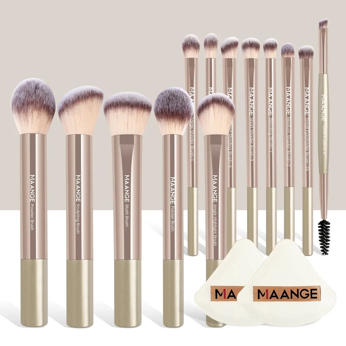 MAANGE Synthetic Makeup Brush Set with Air Cushion Puffs dylinoshop
