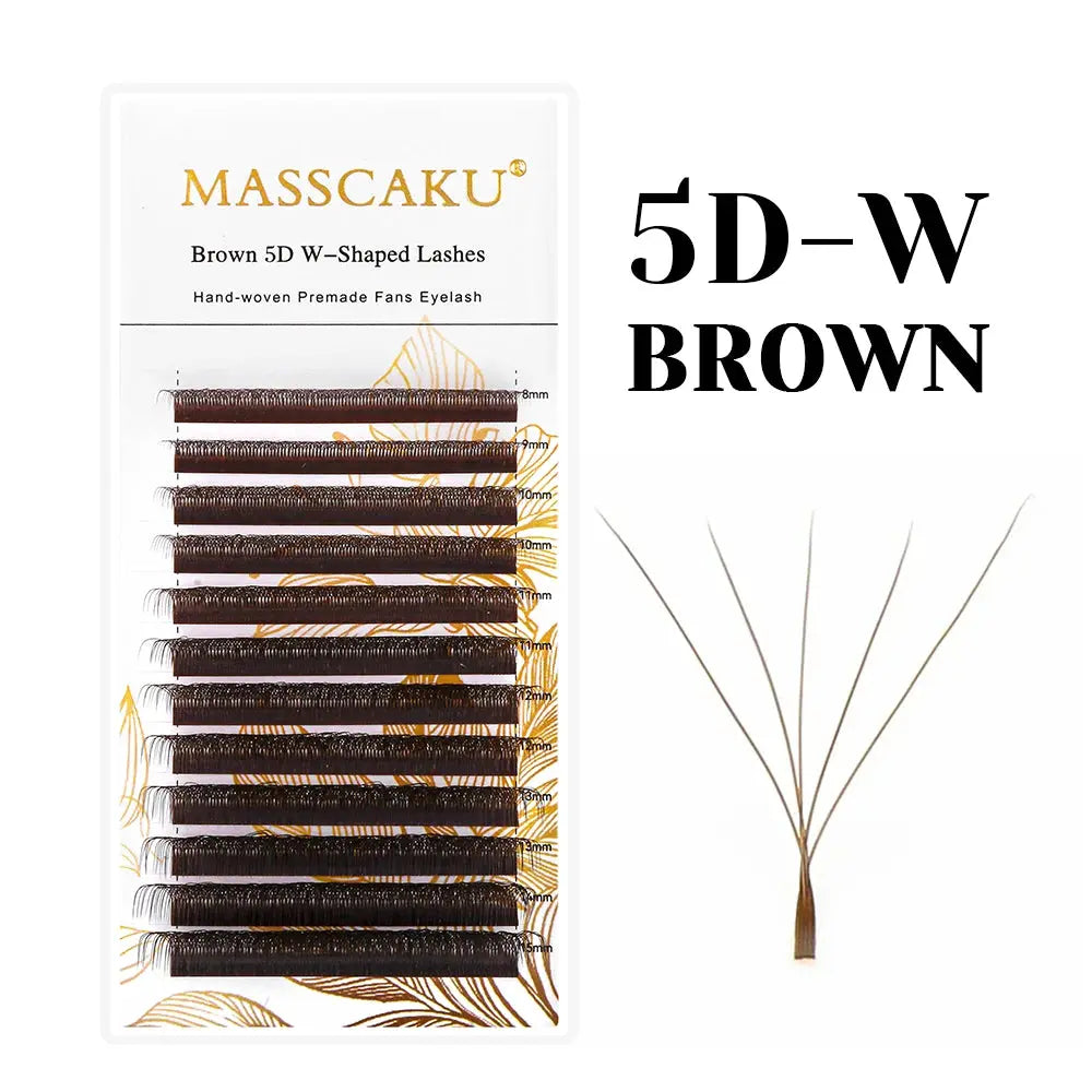 MASSCAKU Brown W-Shape Premade Volume Fan Eyelash Extensions dylinoshop