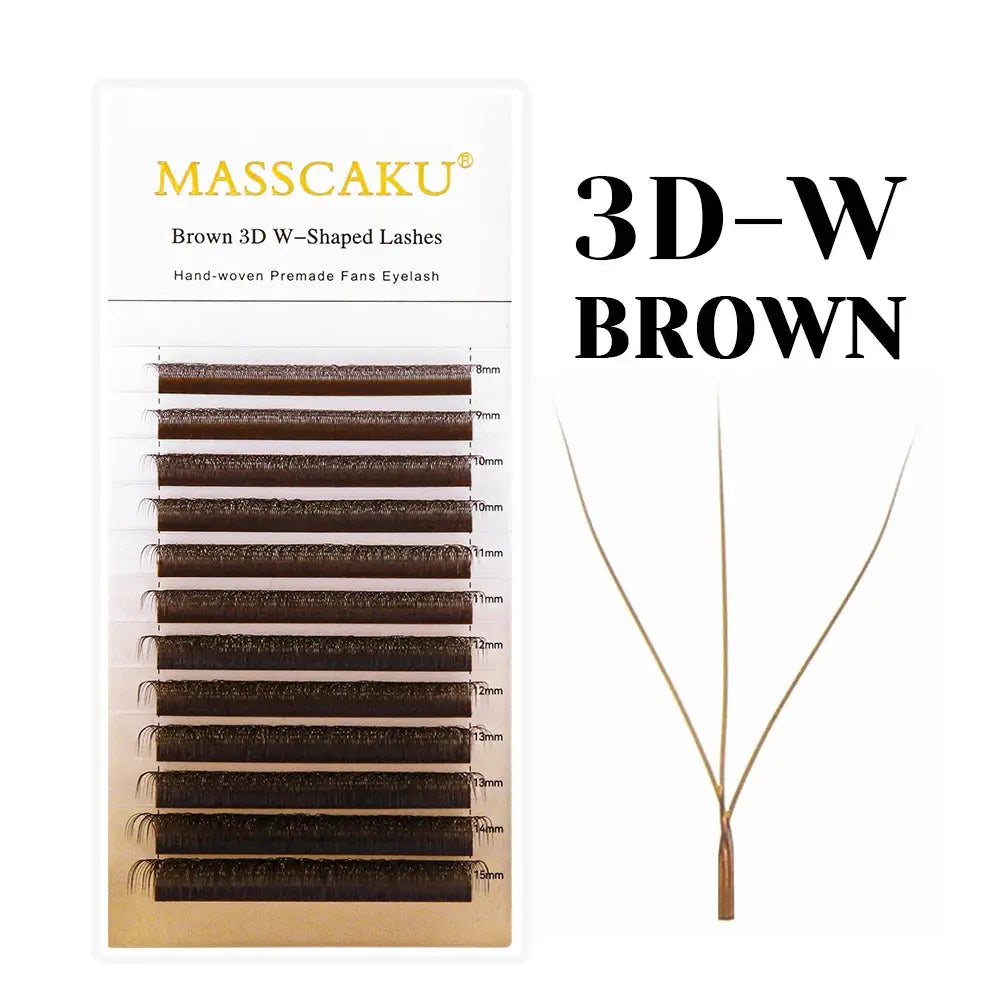 MASSCAKU Brown W-Shape Premade Volume Fan Eyelash Extensions dylinoshop