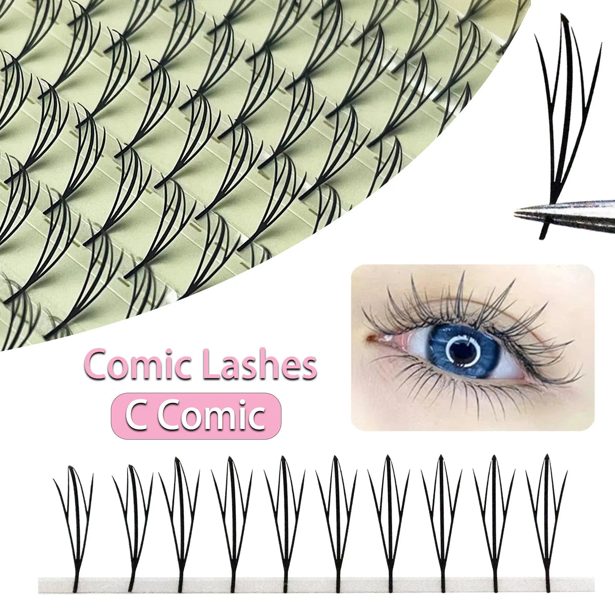 MIOFIA Fox Anime Eyelash Extension Premade Manga False Eyelashes Feather Natural Lightweight Comic Spire Lashes for Makeup Tool dylinoshop
