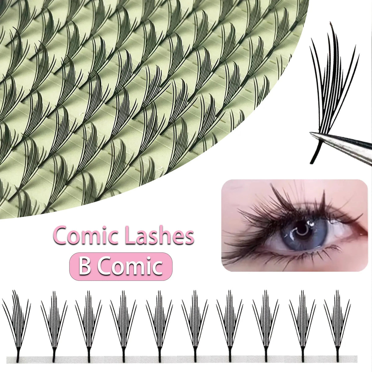 MIOFIA Fox Anime Eyelash Extension Premade Manga False Eyelashes Feather Natural Lightweight Comic Spire Lashes for Makeup Tool dylinoshop