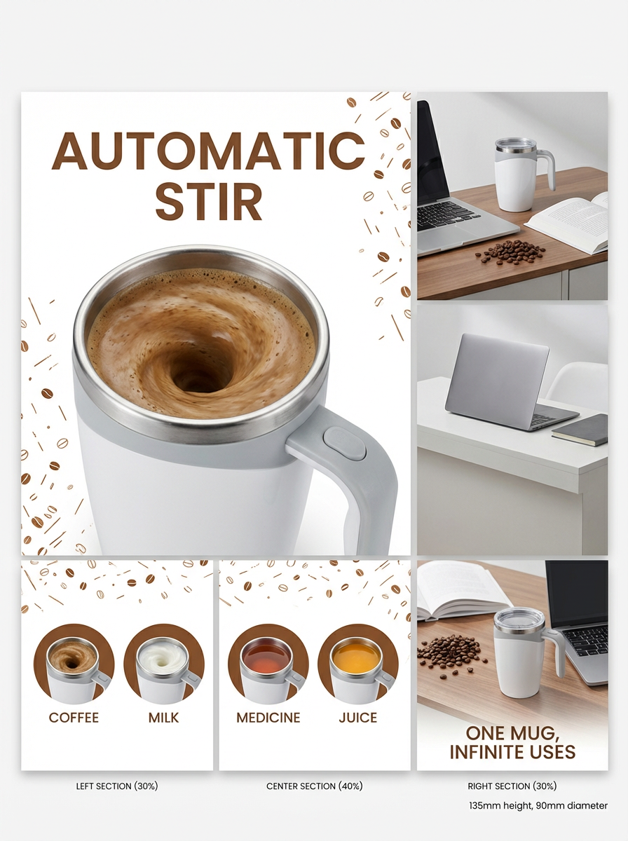 Automatic Mixing Cup Stirring Coffee Mug 