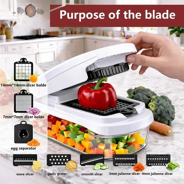 Melo Vegetable Cutter | 15-in-1 Multifunctional Chopper 