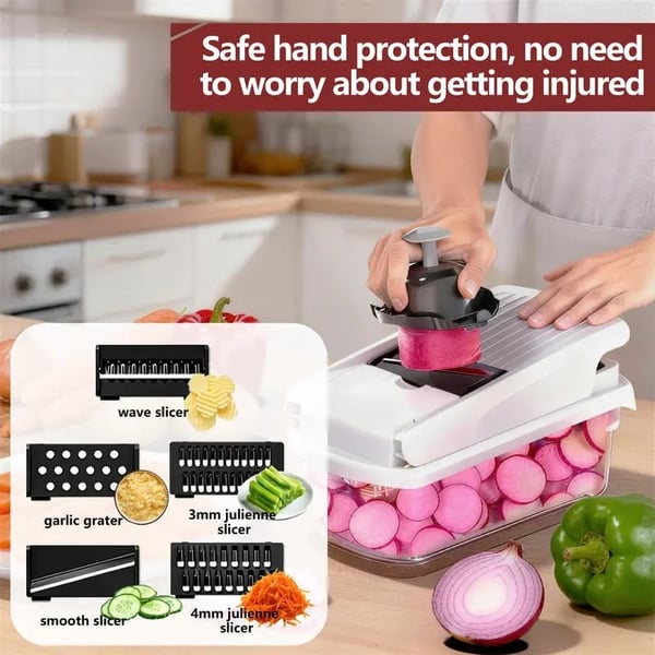 Melo Vegetable Cutter | 15-in-1 Multifunctional Chopper 