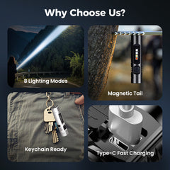 Milo Mini Flashlight | Multi-Functional Rechargeable Aluminum Alloy