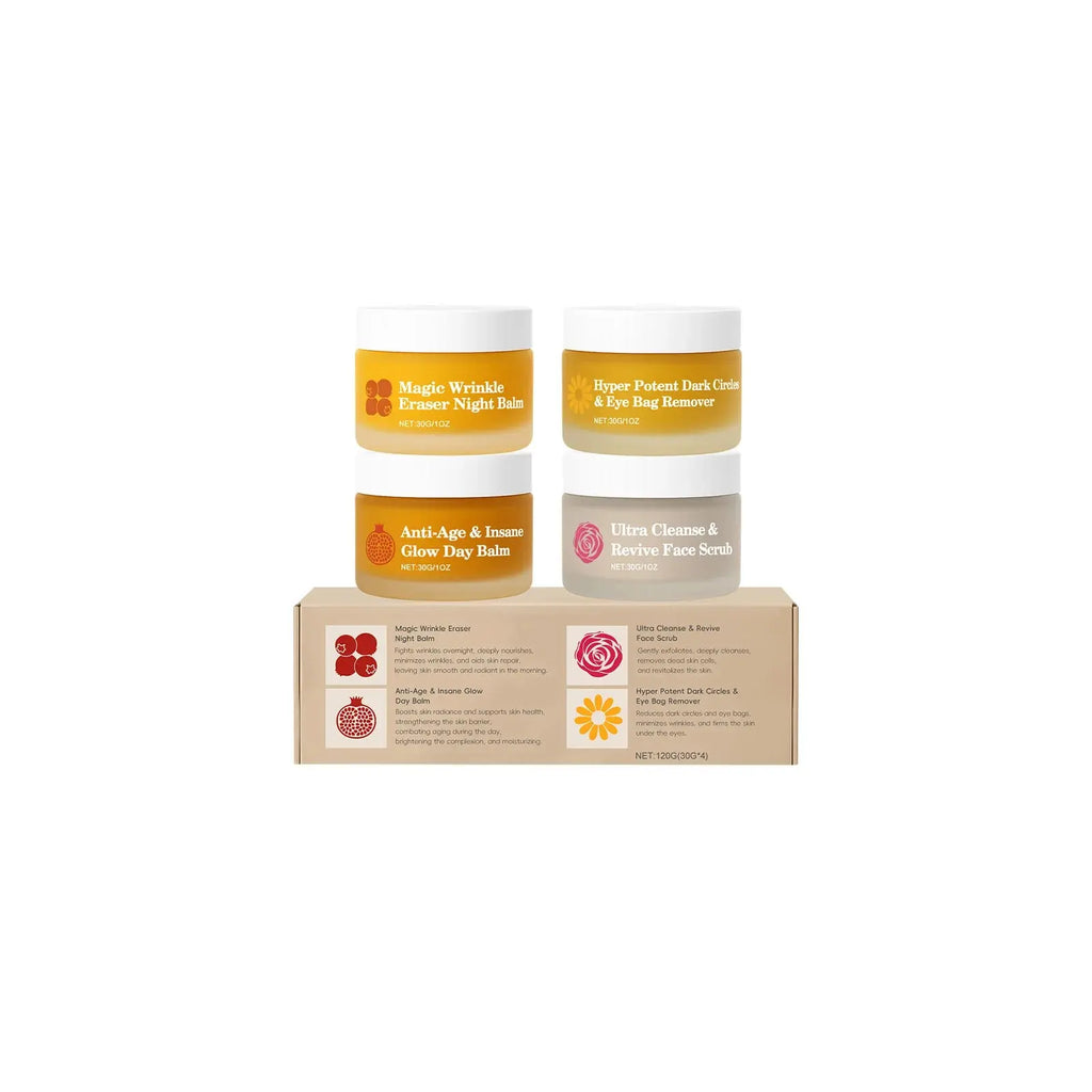 Multi-Effect Day & Night Skincare Set – 4-Piece Cleansing, Moisturizing & Dark Circle Care Kit