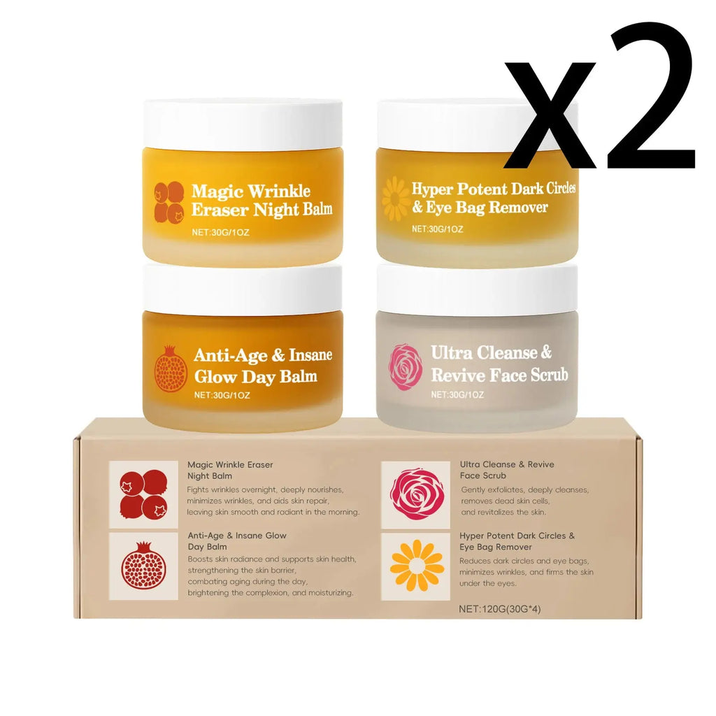 Multi-Effect Day & Night Skincare Set – 4-Piece Cleansing, Moisturizing & Dark Circle Care Kit