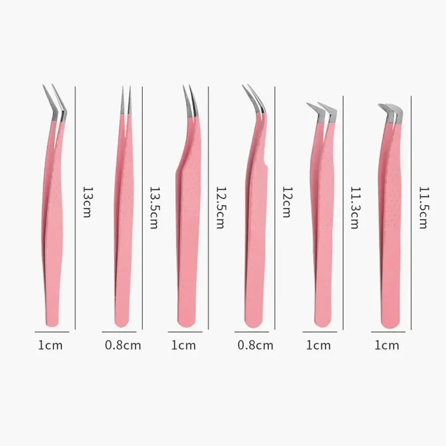 Pink Stainless Steel Lash Tweezers - Precision Volume Fan Tweezers dylinoshop
