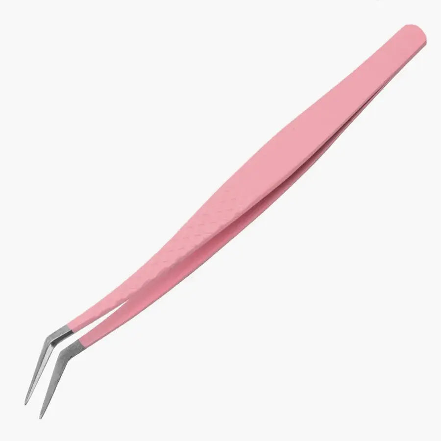 Pink Stainless Steel Lash Tweezers - Precision Volume Fan Tweezers dylinoshop