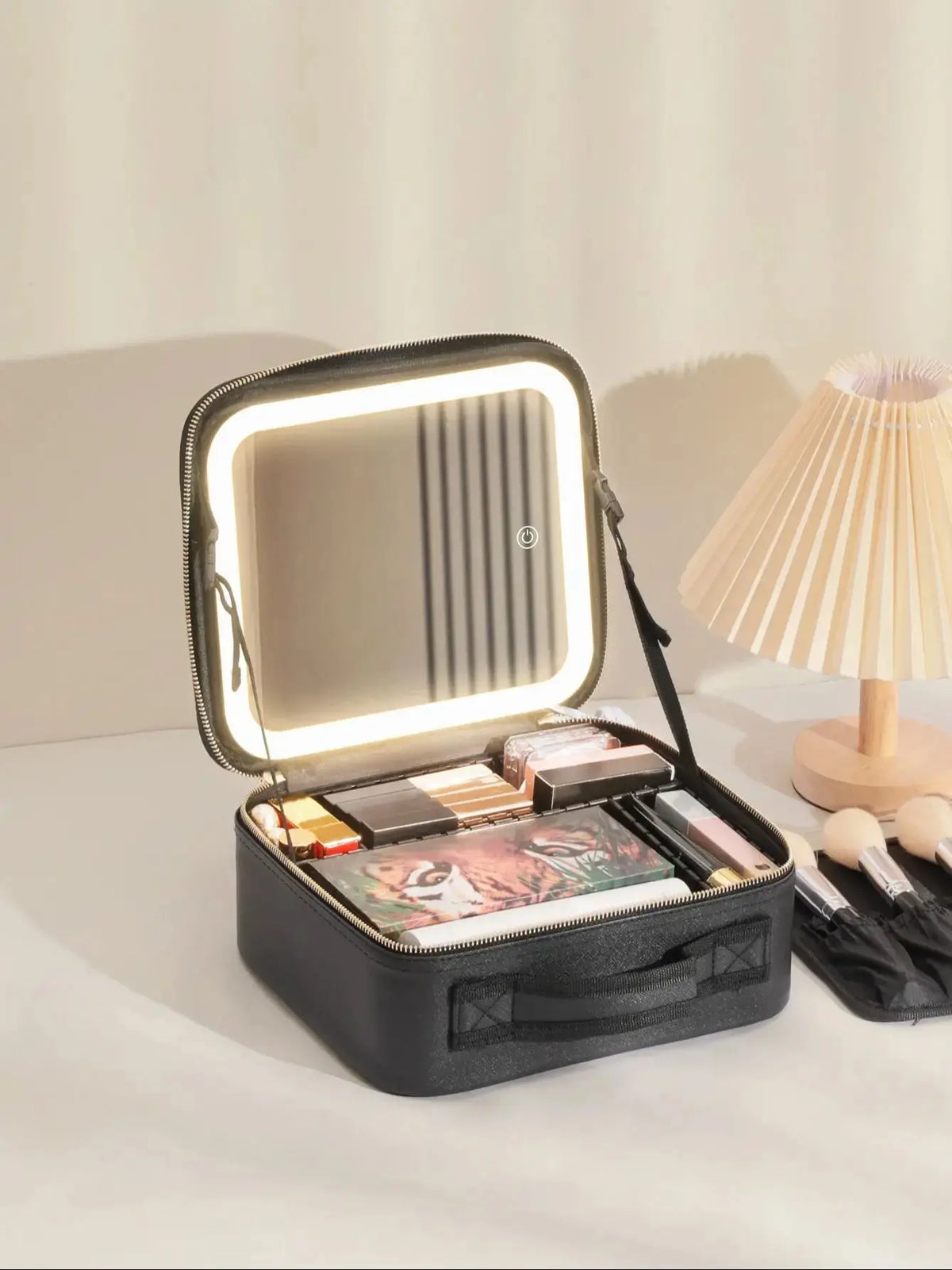 Portable Makeup Train Case with Mirror – Waterproof Cosmetic Storage dylinoshop