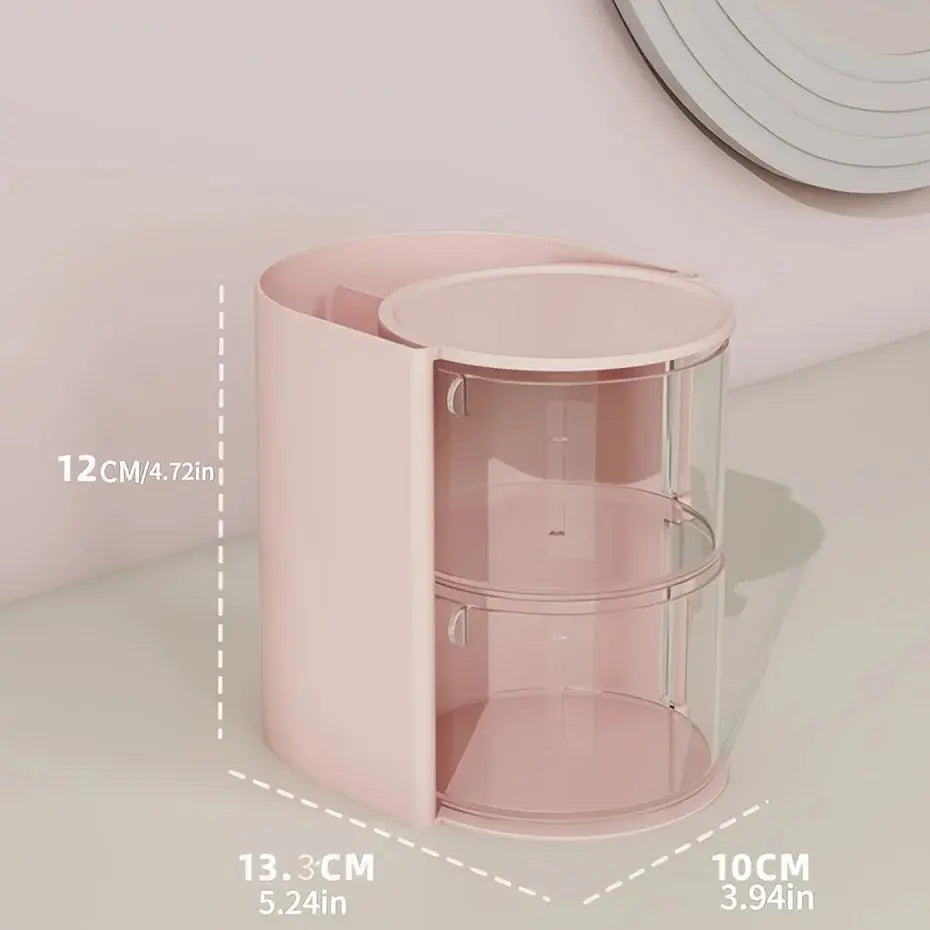 Rotating Cosmetic Storage Box, Used for Storing Makeup Brushes, Powder Puffs, Cotton Swabs, and Desktop Storage Boxes