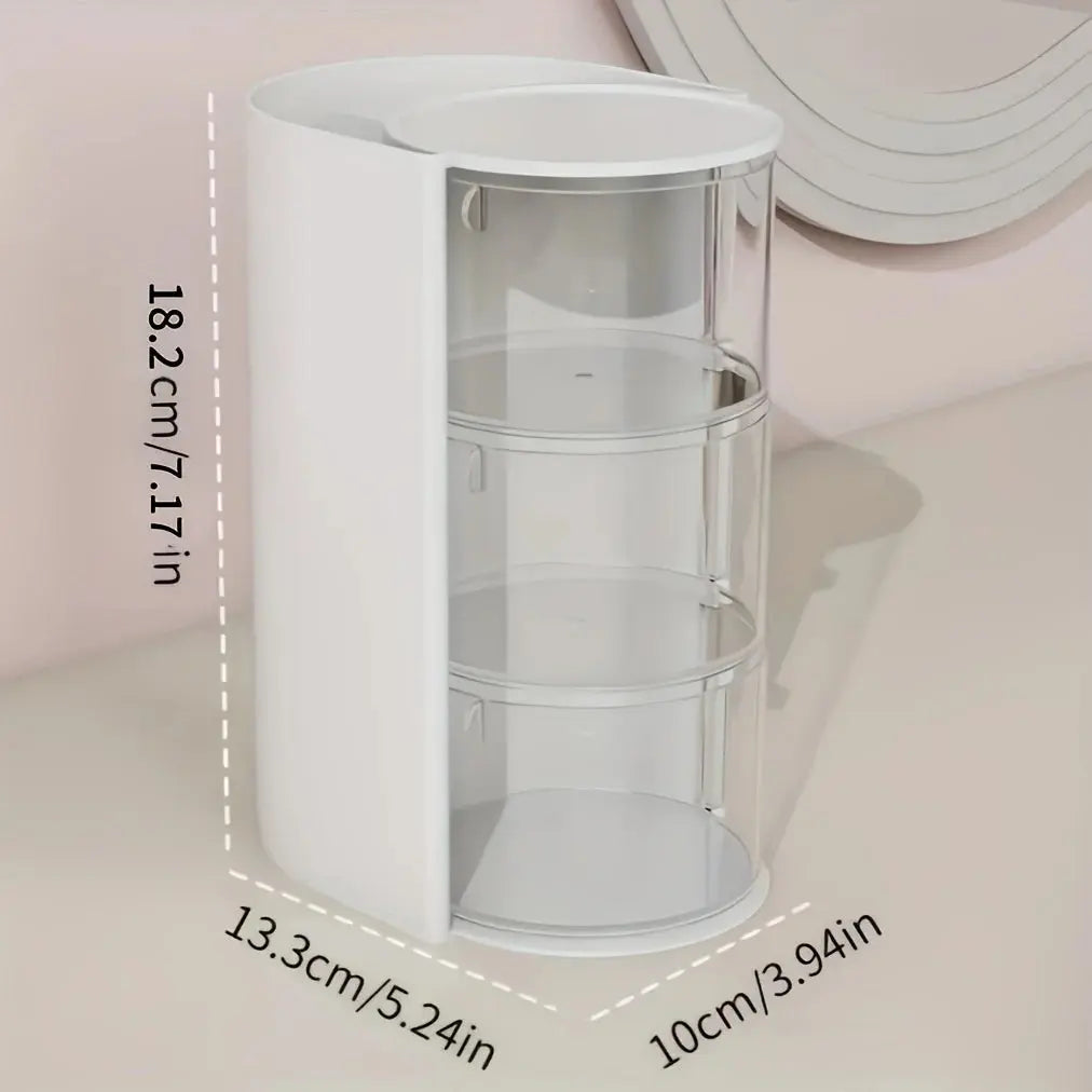 Rotating Cosmetic Storage Box, Used for Storing Makeup Brushes, Powder Puffs, Cotton Swabs, and Desktop Storage Boxes