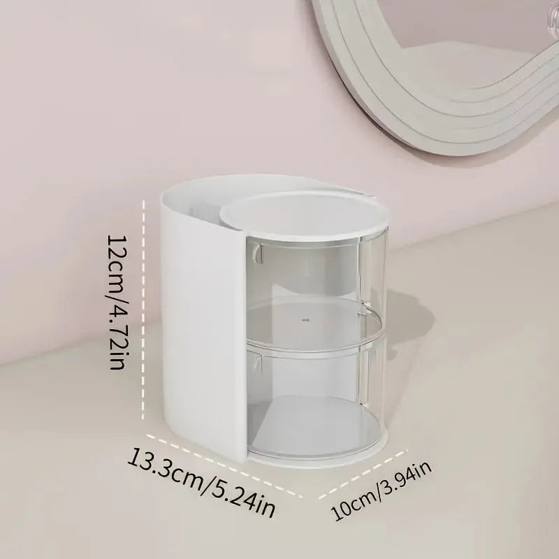 Rotating Cosmetic Storage Box, Used for Storing Makeup Brushes, Powder Puffs, Cotton Swabs, and Desktop Storage Boxes