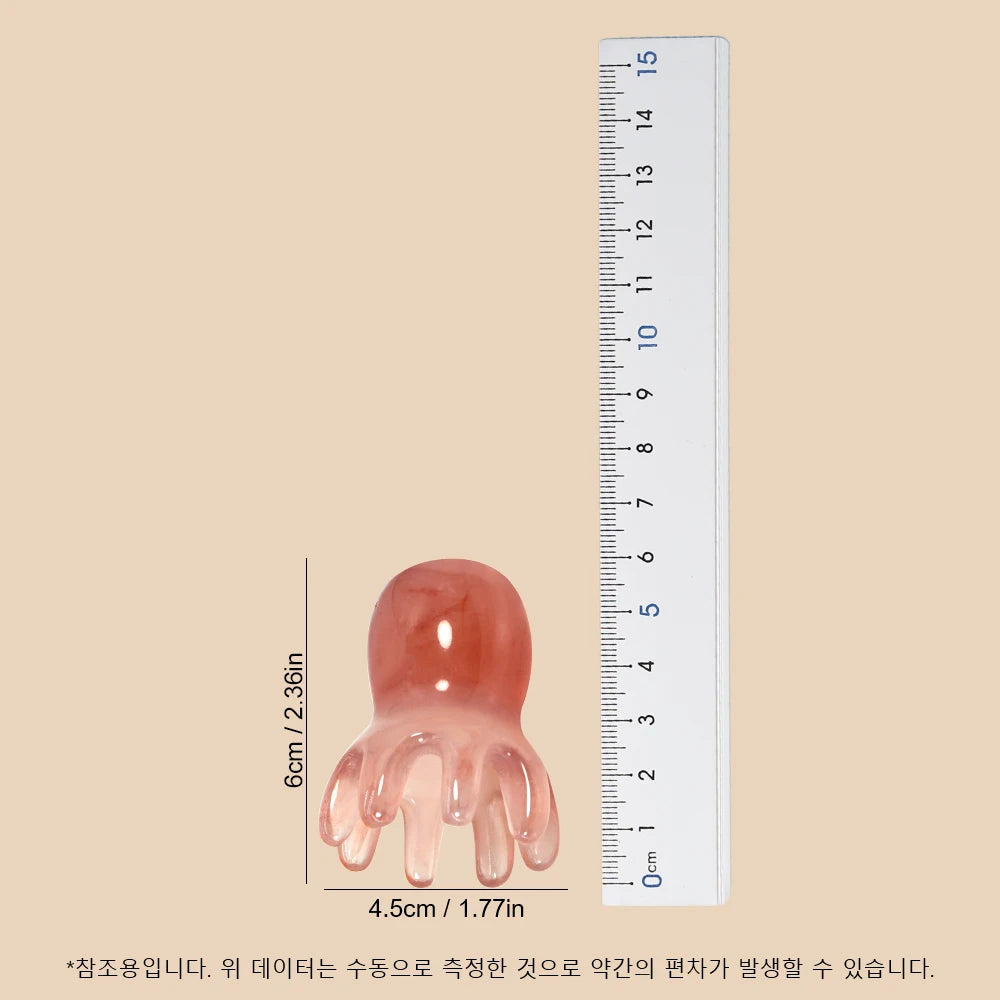 Cute Octopus Scalp Massage Comb (Resin)｜Korean Hair Care, Stress Relief, Anti-Hair Loss, Portable Head Massager for Home & Trave dylinoshop