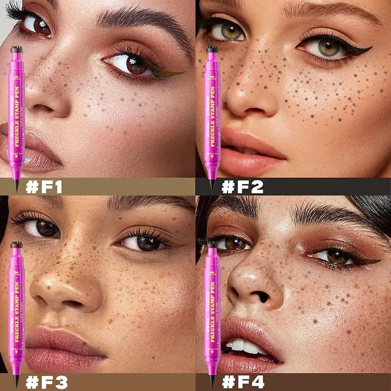 Double-end Freckles Stamp Pen Makeup 3-IN-1 Eyeliner Freckle Seal Waterproof Face Concealer Contour Natural Brown Freckle Makeup
