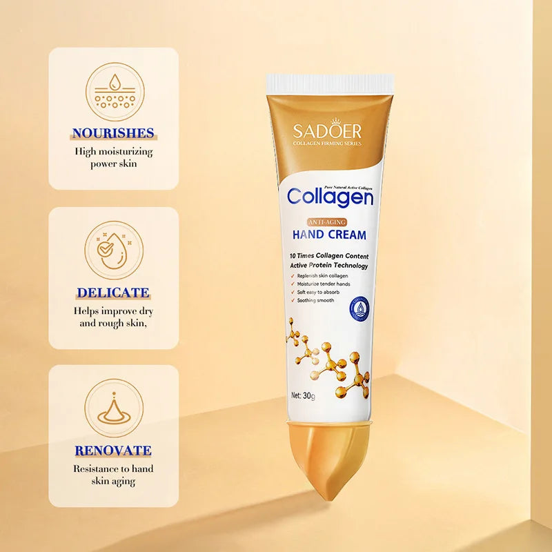 SADOER Collagen Hand Cream Hands Skin Friming skincare Moisturizing Brightening Hydrating Hands Creams Hand Skin Care Products 