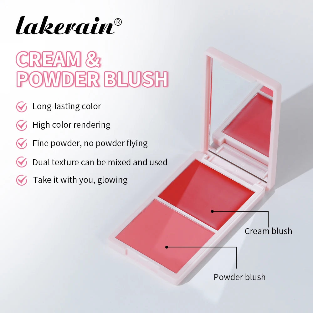 Cream&Powder Blush Palette Natural Long-lasting High Pigment  Blush Makeup Contour Powder Beauty Peach Pink Korean Makeup Blush