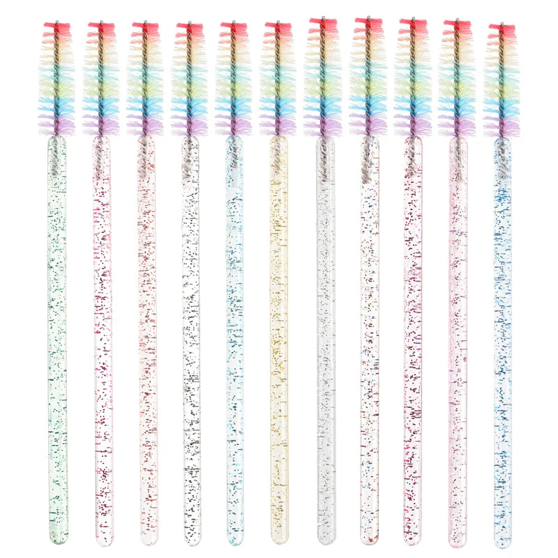 50pcs Disposable Crystal Eyelash Brush Eyebrow Lifting Comb Spoolie Brushes Mascara Wands Applicator Lash Extension Makeup Tool