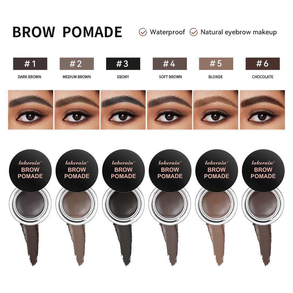 Lakerain Brow Pomade Long-Lasting Waterproof Sweatproof Natural Brown Black Smooth Eyebrow Brow Tint Pencil Makeup Cosmetics