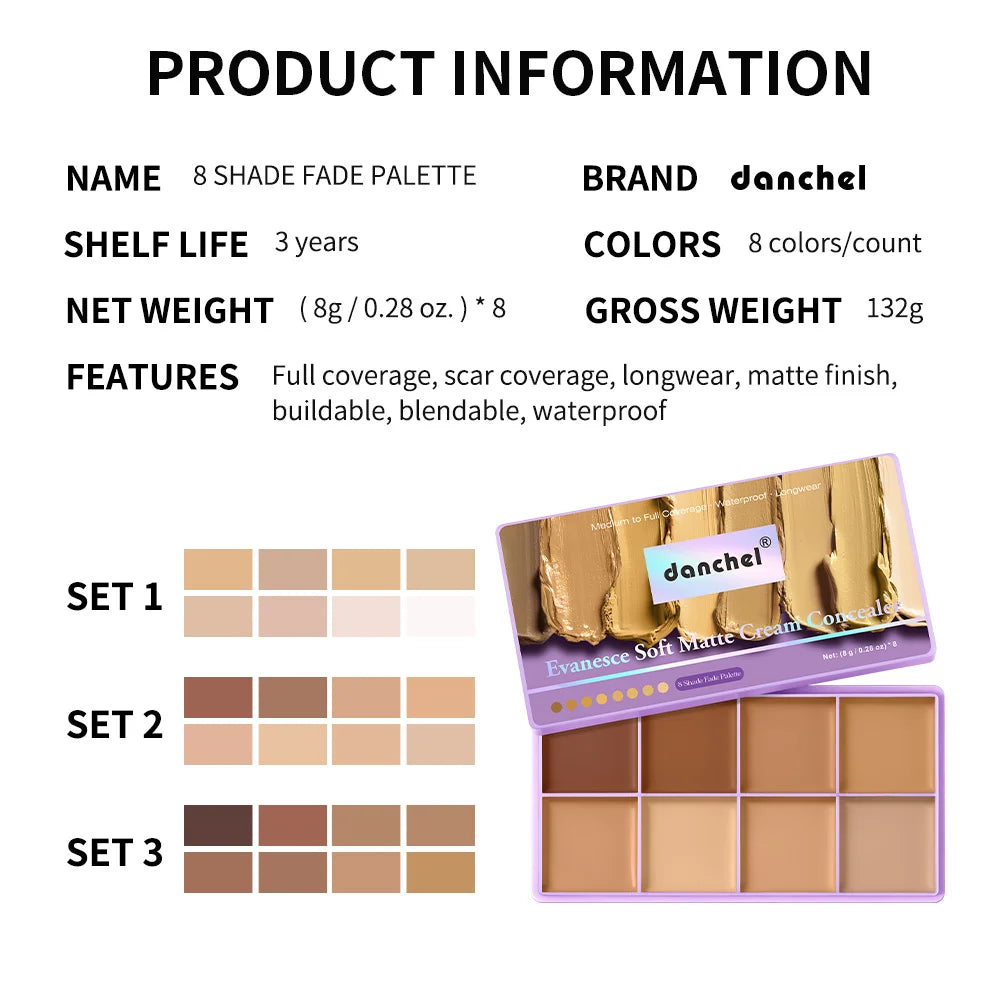 Concealer Palette Waterproof Long-lasting Foundation Matte Moisturizing Lightweight Breathable Look Multi-shade Concealer Disk