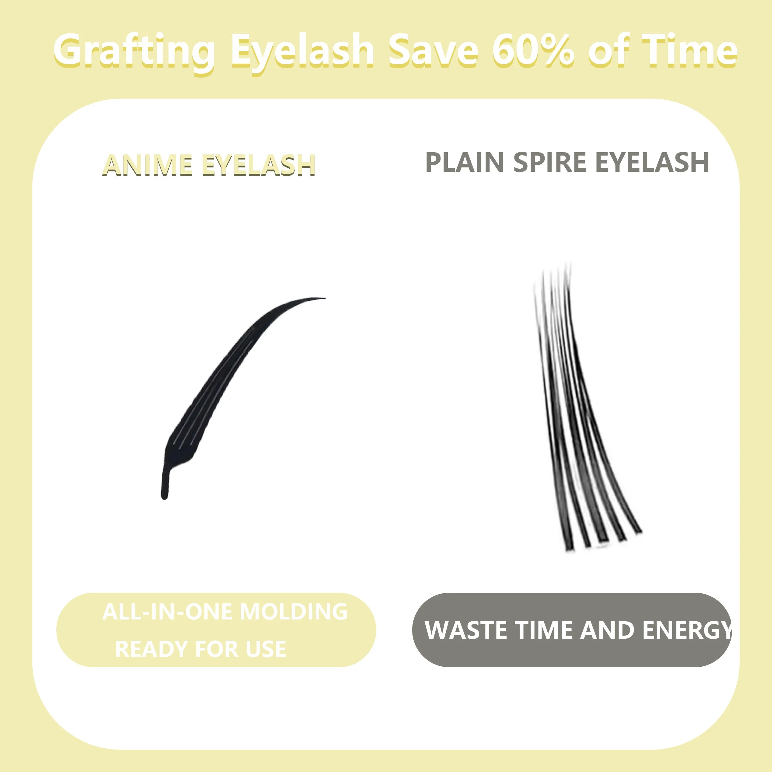 MIOFIA Fox Anime Eyelash Extension Premade Manga False Eyelashes Feather Natural Lightweight Comic Spire Lashes for Makeup Tool