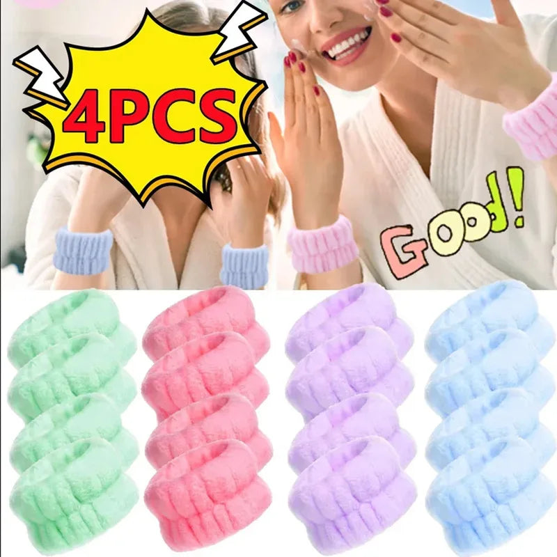 1/4PCS Reusable Wrist Washing Belt Soft Microfiber Towel Wristbands Washing Face Water Absorption Prevent Wetness Wrist Washband