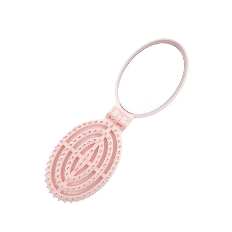 2-in-1 Foldable Comb Mirror Mini Portable Scalp Massage Comb Perfect for Travel Outgoing Use Easy to Carry Ideal Gifts dylinoshop
