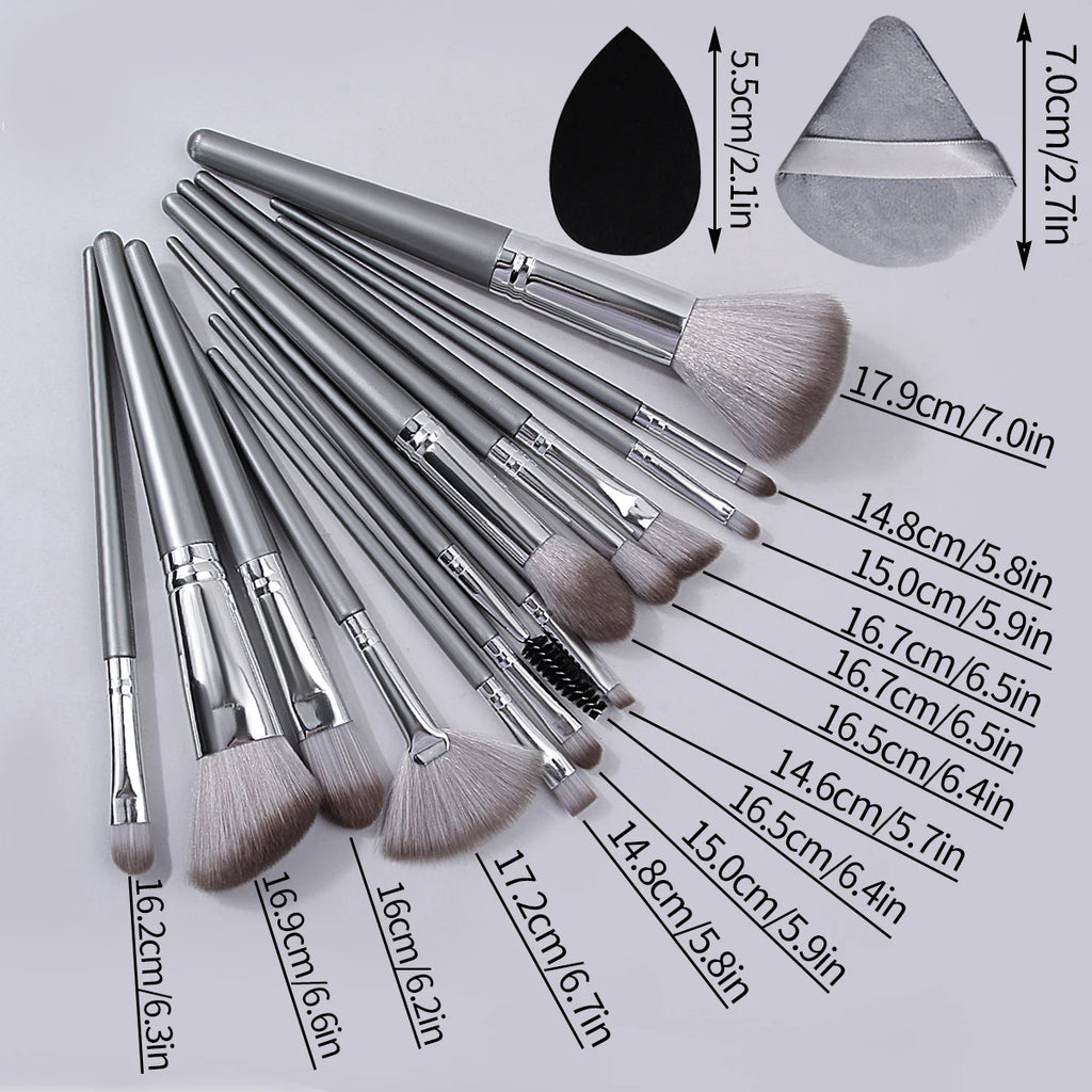 14pcs Makeup Brush Set Portable Soft Makeup Tool&2pcs Wet Dual Use Makeup Egg&2pcs Triangle Sponge Makeup Powder Puff
