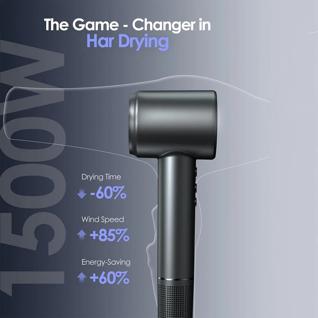 High-Speed Ionic Hair Dryer - 1600W Brushless Motor, Negative Ion Technology, Low Noise