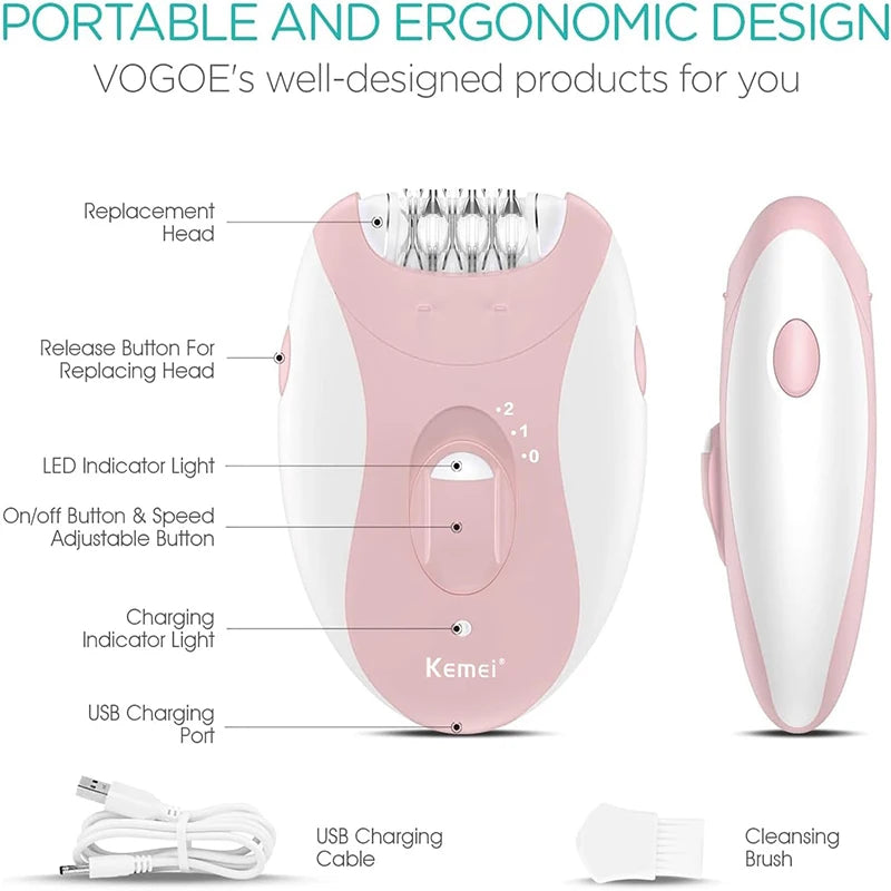 Kemei KM-189B Rechargeable Epilator for Face & Body