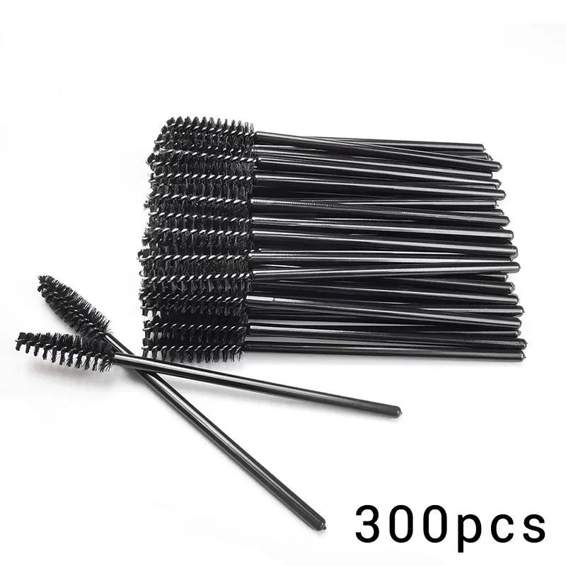 100/300Pcs Eyelash Mascara Brushes for Eye Lashes Extension Eyebrow and Makeup Lash Spoolies Wands