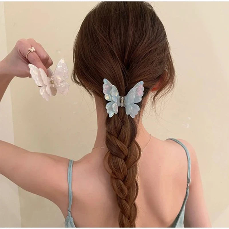 Fairy Butterfly Hair Claw French Retro Acetate Crab Hair Clip Summer Sweet Princess Shark Clip Coiled Hairpin Hair Accessories dylinoshop