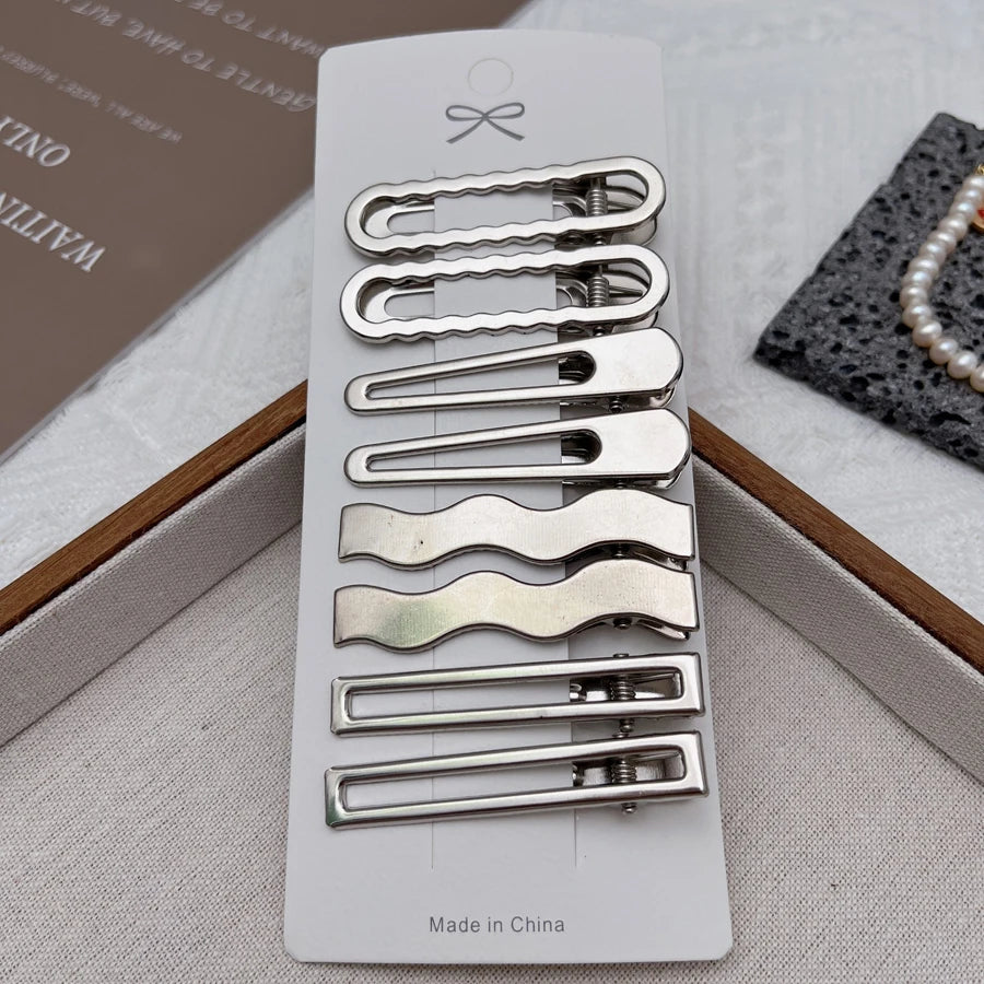 Sliver Metal Hair Clips Women Girls Y2K Duckbill Hairpin Personality Bangs Side Headwear Barrettes Hairclip Styling Accessories dylinoshop