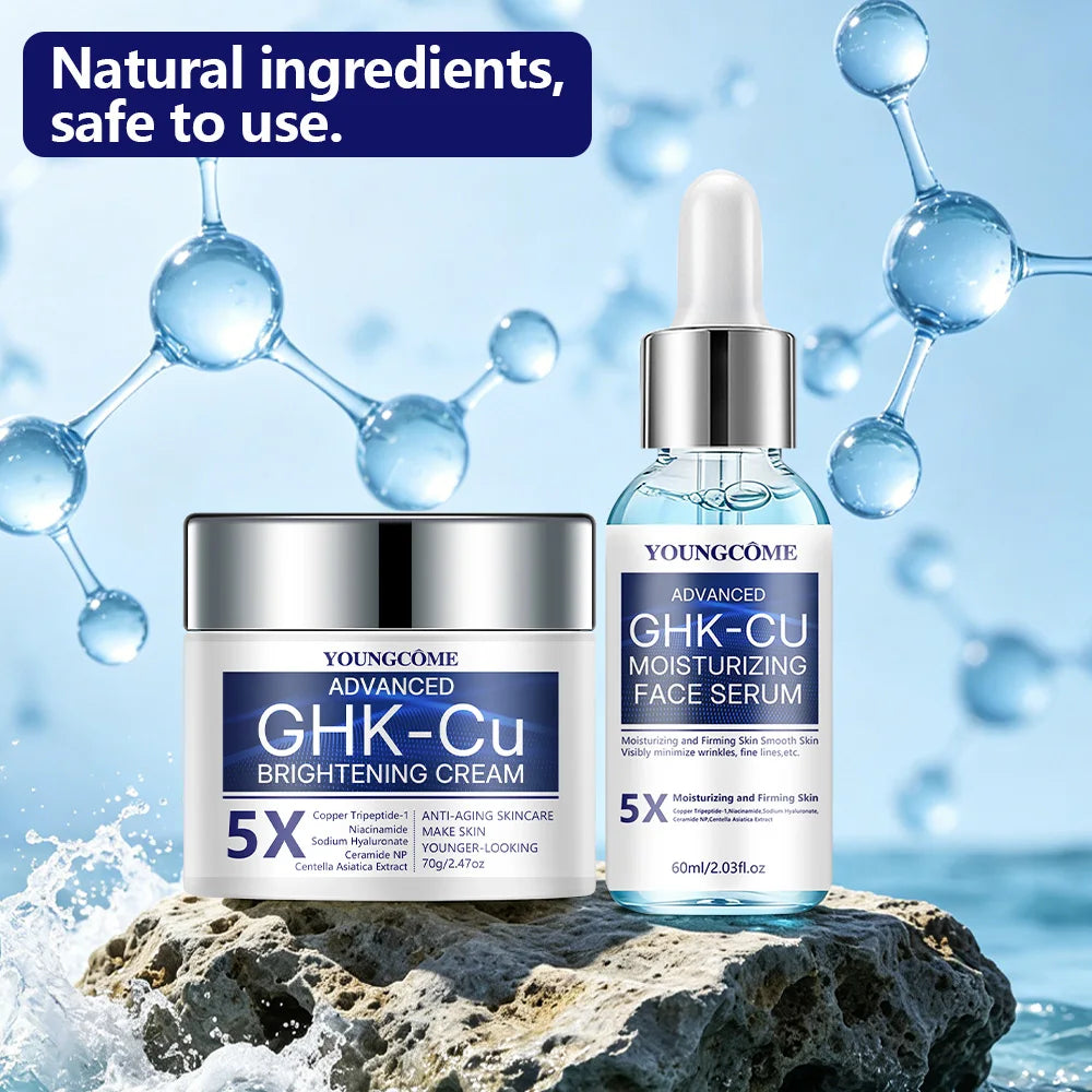 GHK-CU Copper Peptide Anti-Aging Face Cream & Serum - Firming & Hydrating Moisturizer for All Skin Types, Skincare for Women 