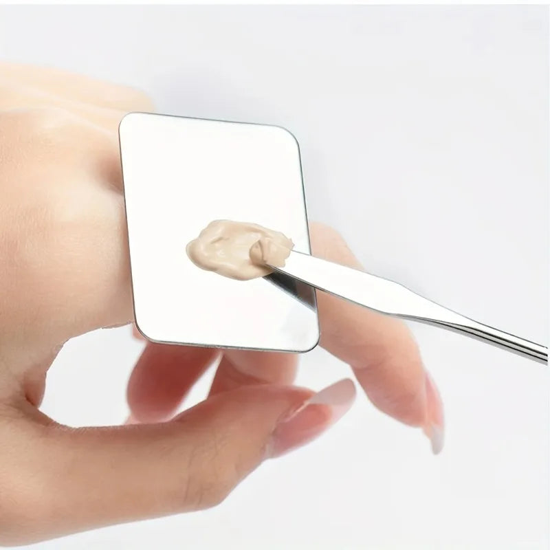Makeup Mixing Palette,  Makeup Spatula Palette with Foundation Spatula, Stainless Steel Makeup MixingTray Nail Art Palet