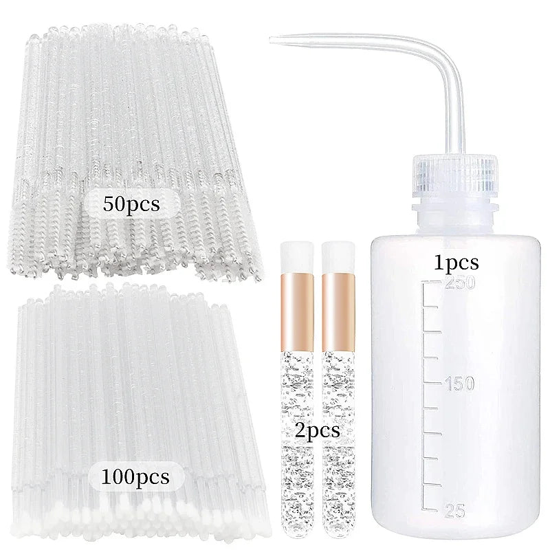 Eyelash Extension Cleaning Brush Set with Shampoo Bottle dylinoshop