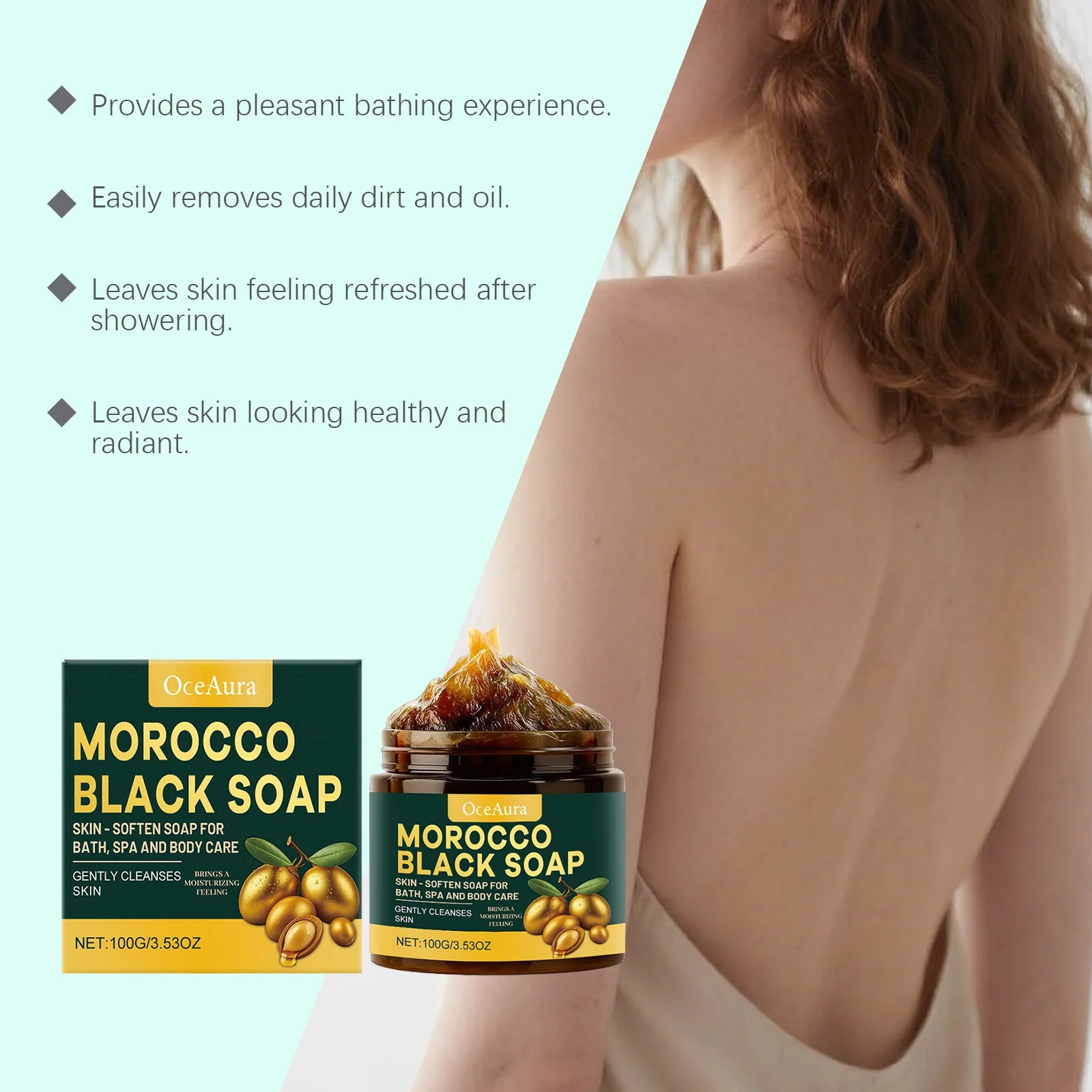 Moroccan Black Soap Deep Cleansing Body Scrubs to Exfoliate Skin Odor Eliminator Dead Skin Remover Argan Oil Body Cleanser 100g