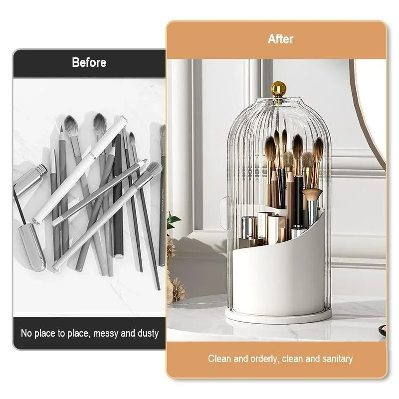 360 Rotating Makeup Brush Holder Desktop Makeup Organizer Cosmetic Storage Box Lipstick Eyebrow Pencil Holder Jewelry Container