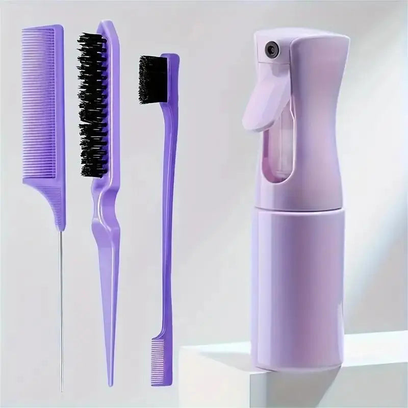 4pcs/Set Hairdressing Tools Set spray Bottle Rat Tail Comb Teasing Hair Brush Edge Control Hair comb For Combing Smoothing Hair dylinoshop